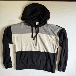 PINK | Women's M, Black/Gray/Cream, Quarter-Zip Hoodie‎